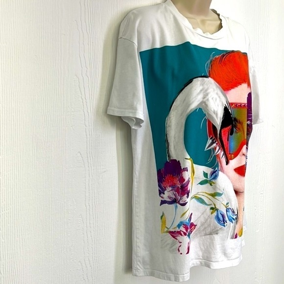 Zara - Madrid Gras Swan Colorful Fun Graphic Short Sleeve Shirt Size Small - Picture 4 of 10